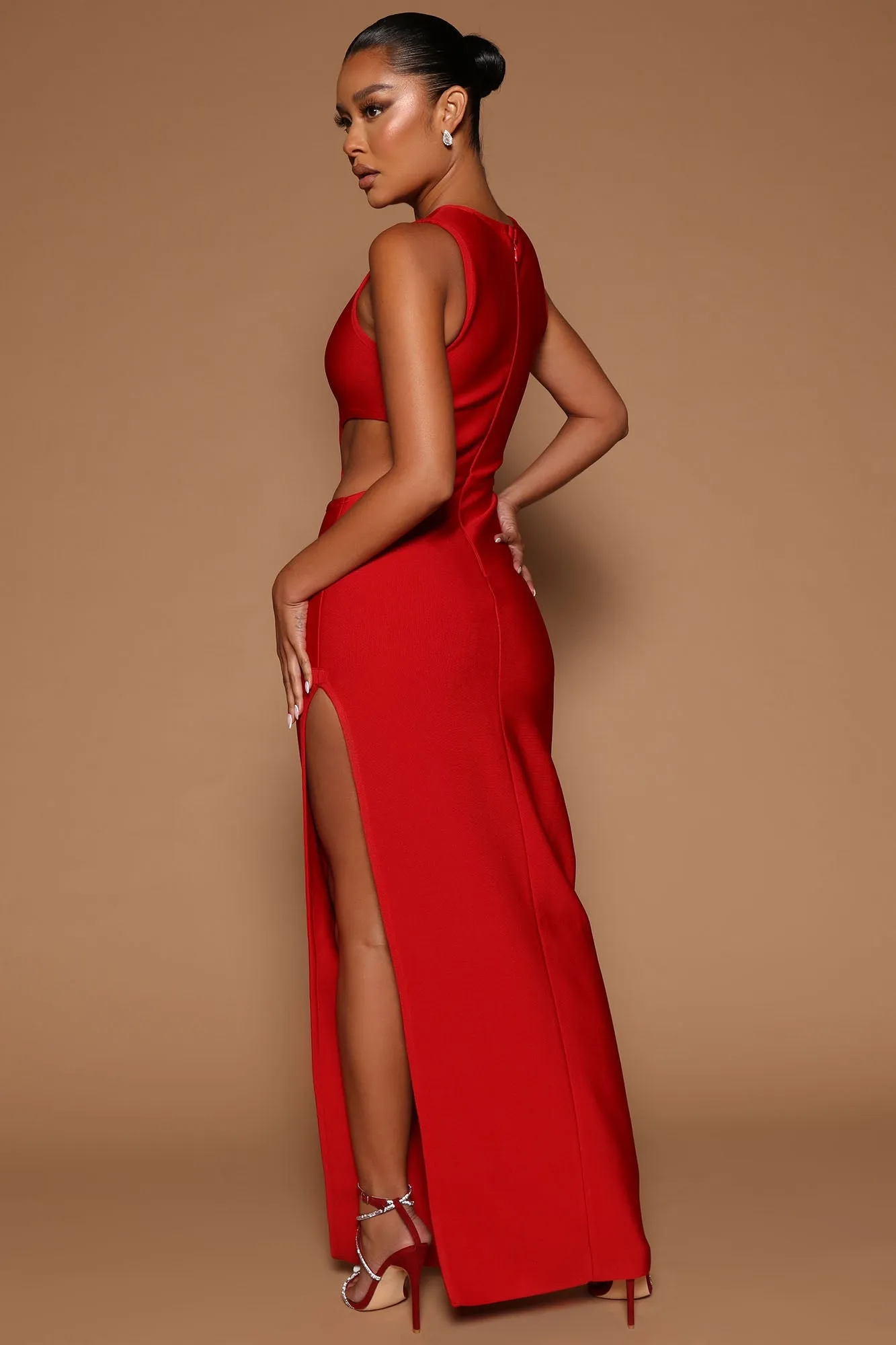 Calista Bandage Maxi Dress - Red