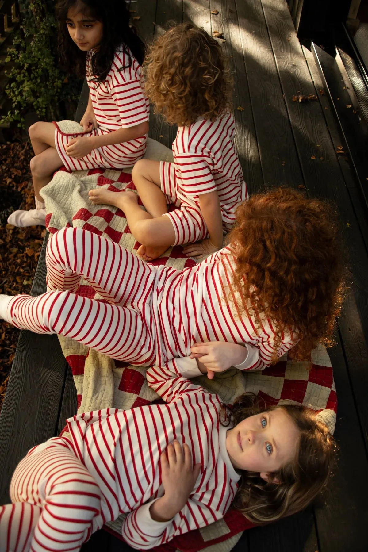 Christmas Kids Classic Set - Red & Oatmeal Breton Stripe