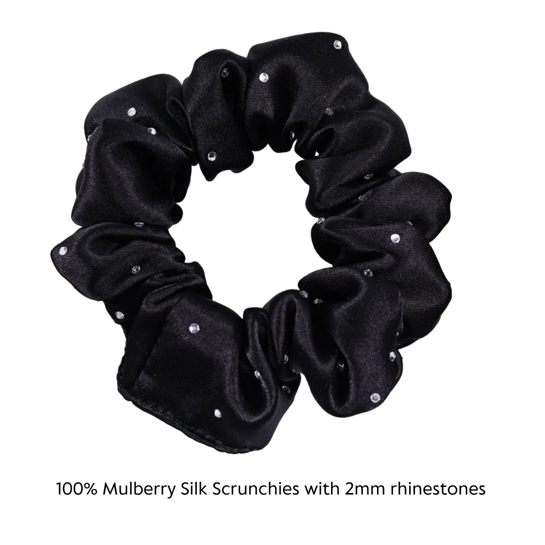 Crystal Silk Scrunchies Medium Black