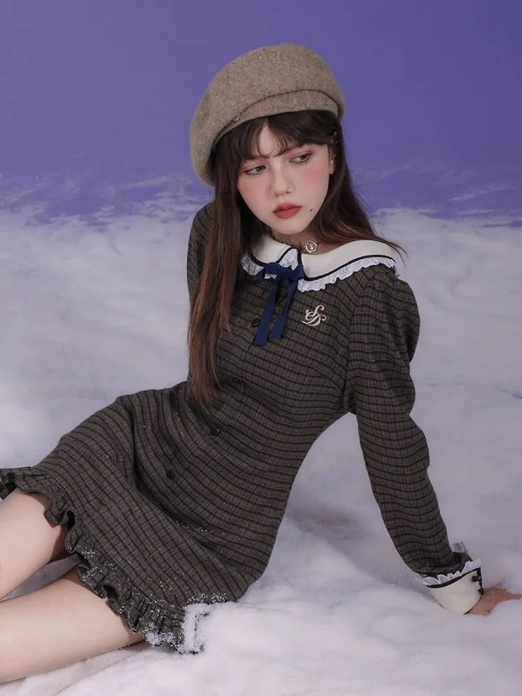 Doll neck long-sleeved dress【s0000005590】