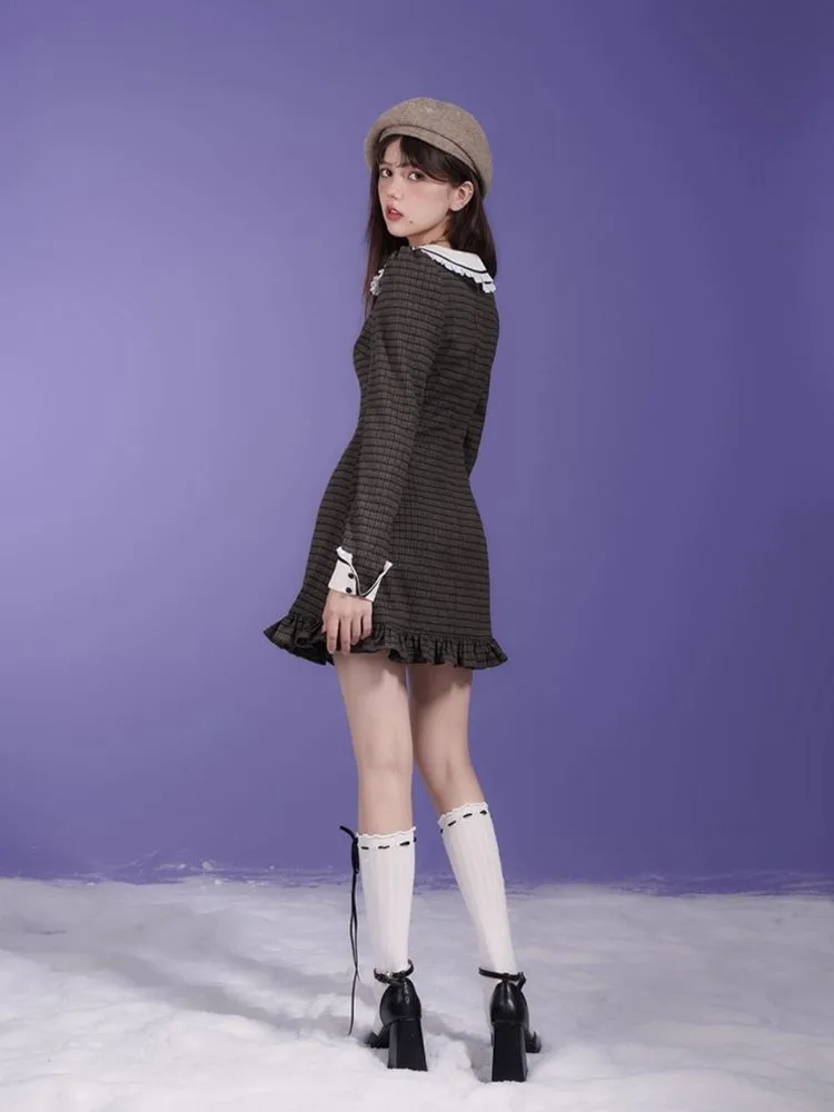 Doll neck long-sleeved dress【s0000005590】