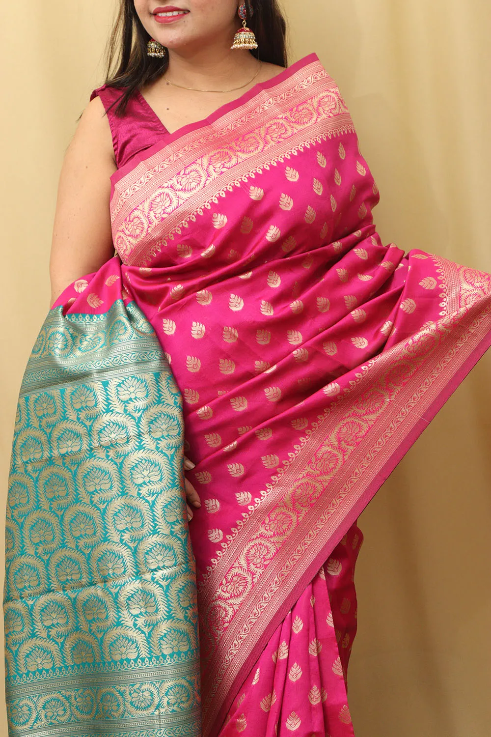 Elegant Pink Banarasi Cotton Silk Saree: A Timeless Classic