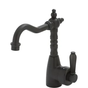 Fienza Eleanor Shepherds Crook Basin Mixer - Matte Black / Matte Black