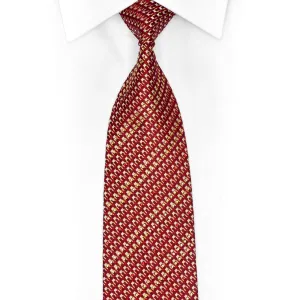 Gold Geometric On Burgundy Rhinestone Silk Tie With Sparkles