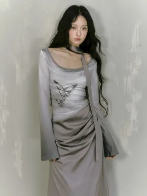 Gray Long Sleeve Dress【s0000010019】