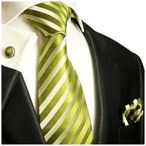 Green Striped Silk Tie and Accessories