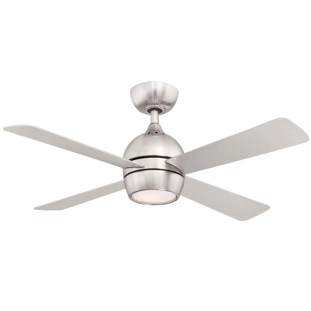 Kwad 44 Inch Brushed Nickel Modern LED Ceiling Fan with Remote