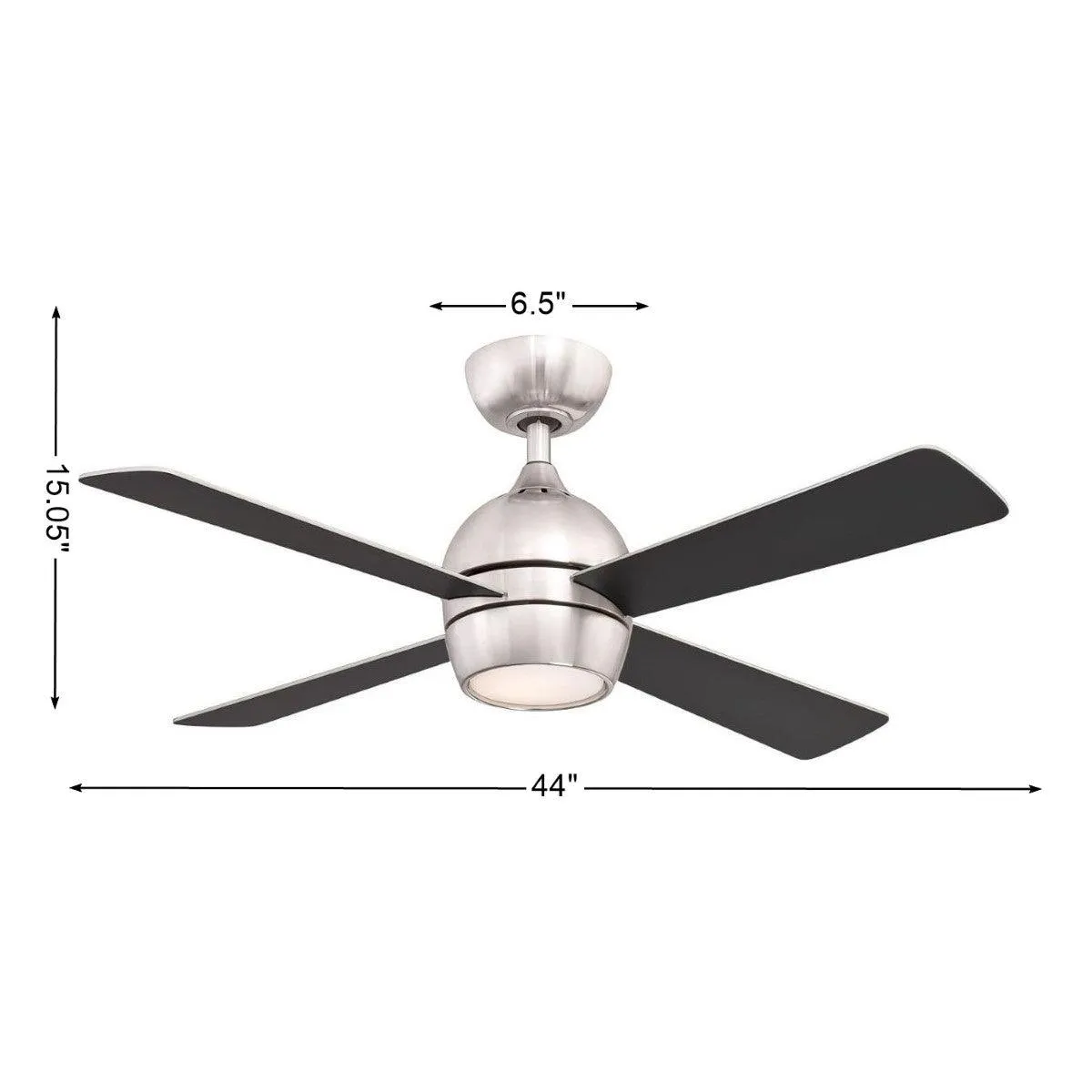 Kwad 44 Inch Brushed Nickel Modern LED Ceiling Fan with Remote