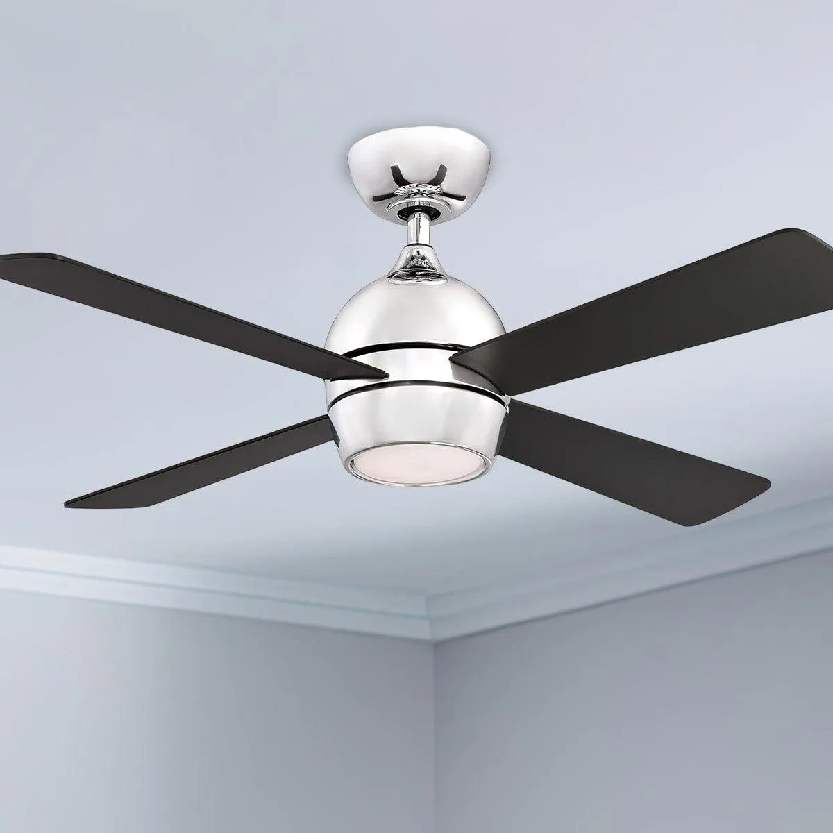 Kwad 44 Inch Brushed Nickel Modern LED Ceiling Fan with Remote