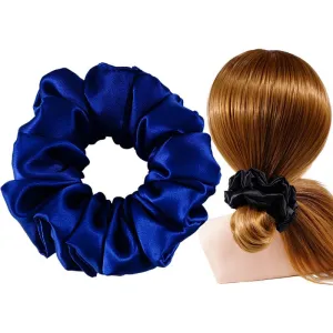 Large Silk Scrunchies Fluffy - Diamond Blue