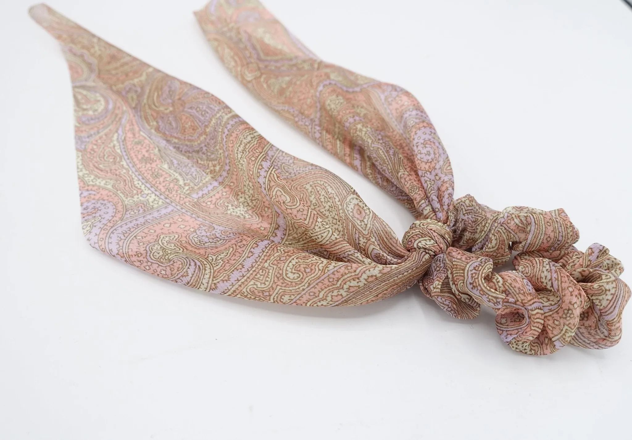 paisley print chiffon scrunchies wing knot hair elastic scrunchy