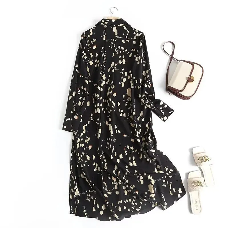 Pre Order:  Spots Print Loose Midi Dress