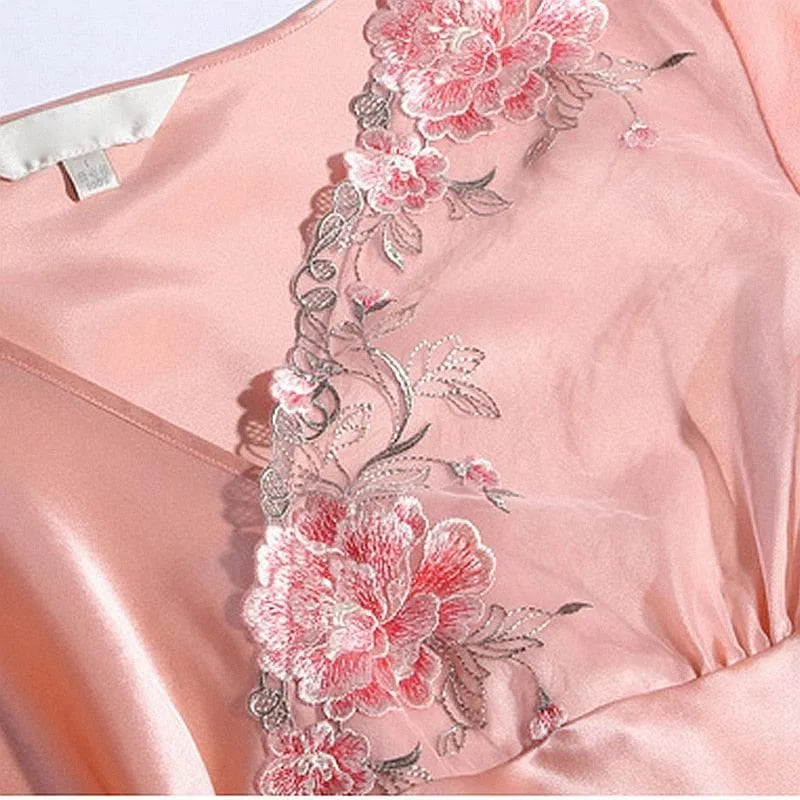 Silk Embroidery Nightgowns: Luxurious Pure Silk Sleepwear for Women