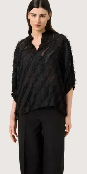 Soaked Textural Blouse, black