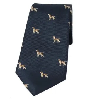 SOPRANO Fox Hounds Silk Country Tie - Navy