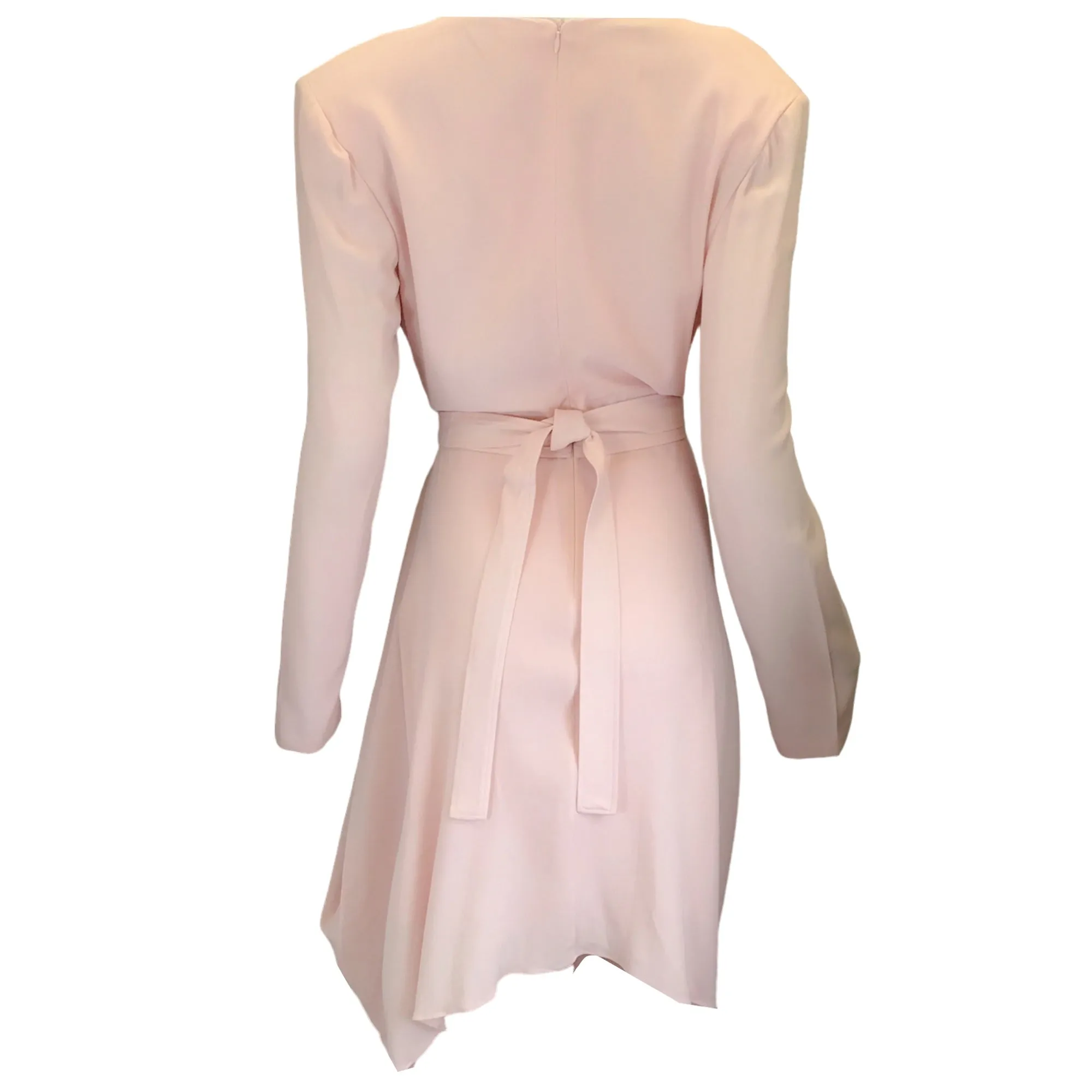 Stella McCartney Pale Pink Long Sleeved Belted Crepe Midi Dress