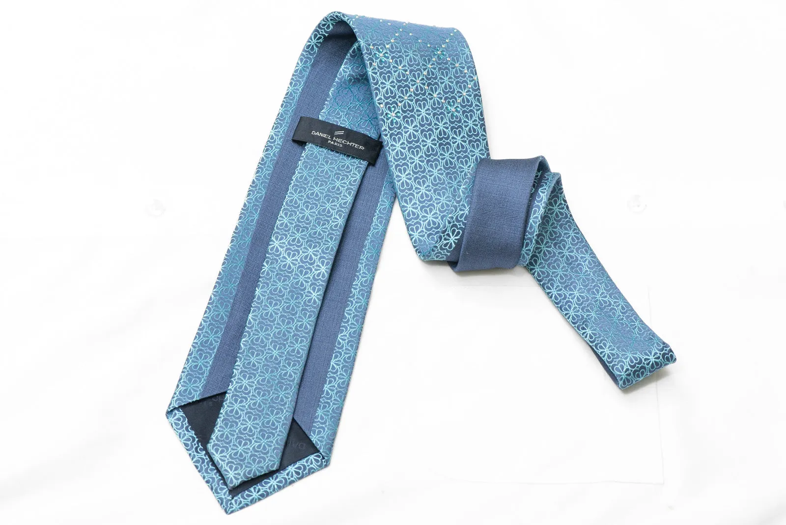 Trellis On Blue Rhinestone Silk Necktie