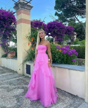 Unique Prom Dresses Long Strapless A Line Formal Dress