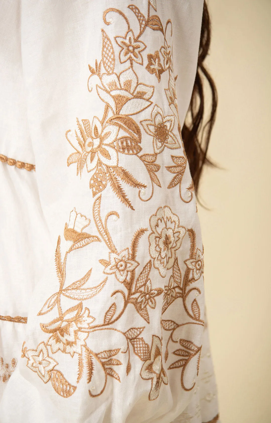 Venize Embroidered Linen Dress