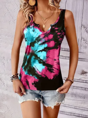 Womens Sleeveless Tie Dye Tank Top for Casual Summer Wear